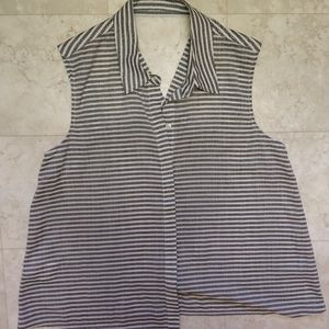 BCBGeneration grey white striped blouse